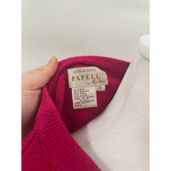 VTG Adrianna Papell Wool Blend Cardigan Skirt Set Vintage Size 12 Geometric 80s - Picture 2 of 7